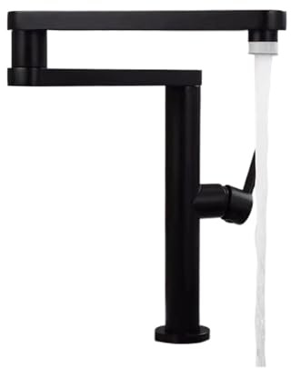 Borstad guldfärgad grytfyllningsblandare däckmonterad hopfällbar köksblandare varm kall diskbänksblandare roterande hopfällbar pip Läckagefri design(Black)