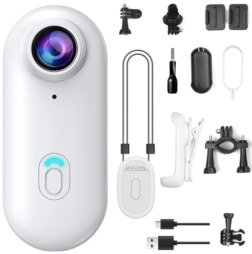 OBEST Caméra Sport WiFi Étanche 30 M/98 FT,Camera Thumb Action 1080P Grand Angle 120 ° Body Cam Vlog pour Vélo,Ski, Plongée Accessoires Multifonctions Blanc