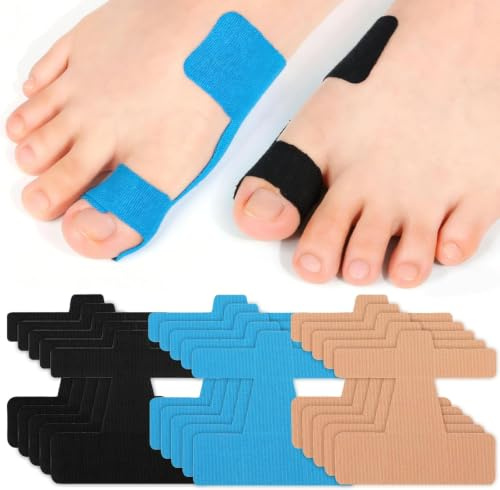 Hallux Valgus Kinesiotape,20 förskurna förskurna tejp för tå och fot (20) | Precut Kinesiologitejp för att stödja tå, latexfri, hudvänlig och elastisk kinesiologitejp