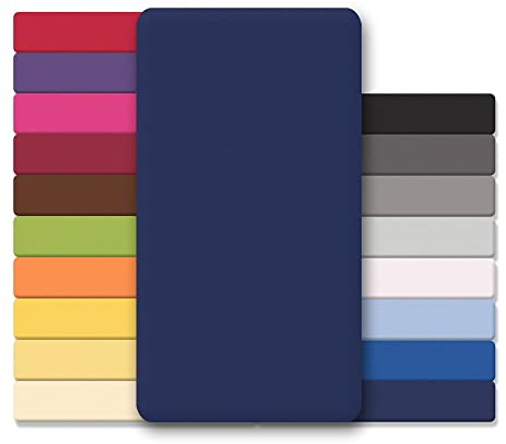 CelinaTex Jersey Spannbettlaken Lucina 200x200-200x220cm dunkel blau 100% Baumwolle gekämmt bis 26cm Matratzenhöhe Spannbettbezug, Leintuch, Bettlaken, elastisch, Strech, Oeko-Tex