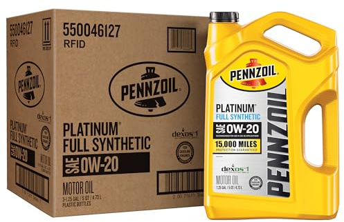 Pennzoil Platinum Full Synthetic 0W-20 Motor Oil (5-Quart, Case of 3)