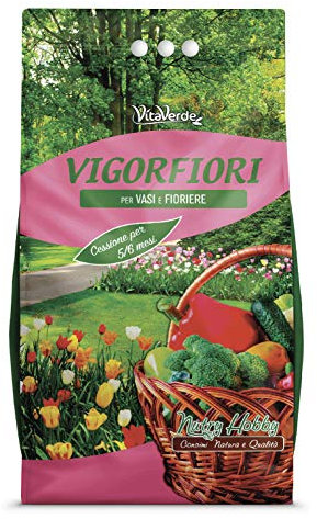 VIGORFIORI S, concime granulare completo con pronto effetto, lunga durata e ferro altamente rinverdente per piante e fiori, kg 4, Vitaverde