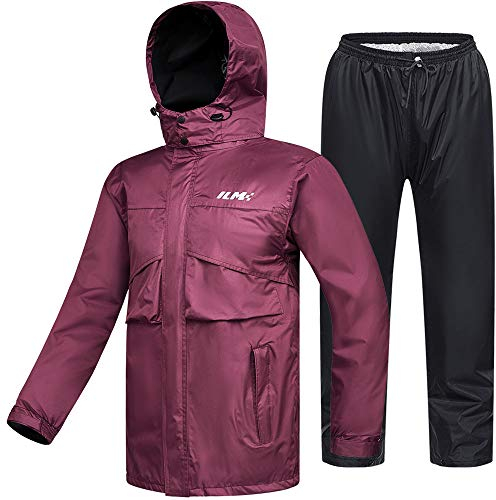 ILM Combinaison Pluie Imperméable Moto Femme-Vêtements de pluie Résistante à l'usure, 6 Poches, Ensemble de 2 Pièces avec Veste et Pantalon