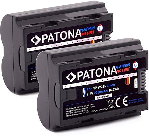 PATONA 2X Platinum Akku NP-W235, 2600mAh, Ersatz für Fuji NPW235 NP W235, Langlebig & Leistungsstark, Kompatibel mit Fujifilm X-H2 XH2S X-S20 XS20 X-T4 XT4 X-T5 XT5 GFX-100S GFX100S