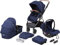 BABYGO Kinderwagen 3 in 1 Halime mit Schwarzem Gestell - Kombikinderwagen 3 in 1 für Kinder - Babywanne, Sportsitz und Auto-Babyschale mit viel Zubehör (Blau-Schwarzem Gestell)