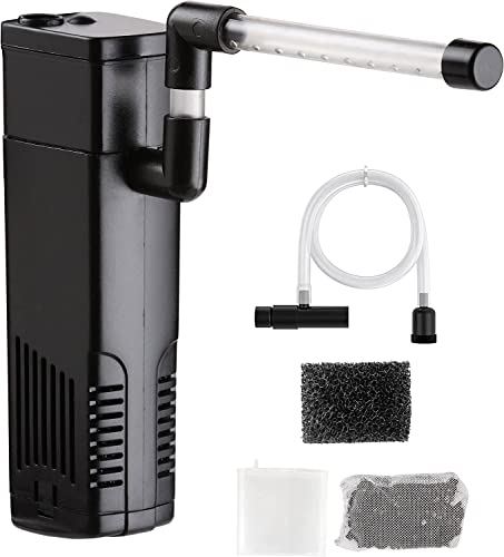 NICREW Aquarium Innenfilter, Einstellbarer Durchfluss Aquarienfilter mit Wasserpumpe für Aquarium von bis 40L, Leise, 5 W