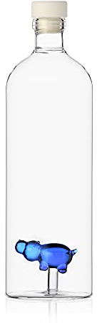 Ichendorf Milano Flasche mit Nilpferd, Kollektion Animal Farm, Borosilikatglas