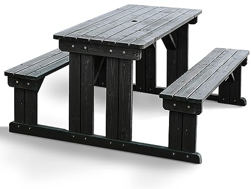 BrackenStyle 6 Seat Guernsey Wooden Picnic Table, 140cm Dark Grey
