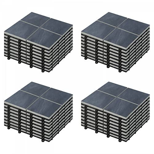 Oviala - Lote de 32 losas de piedra (32 unidades), color negro