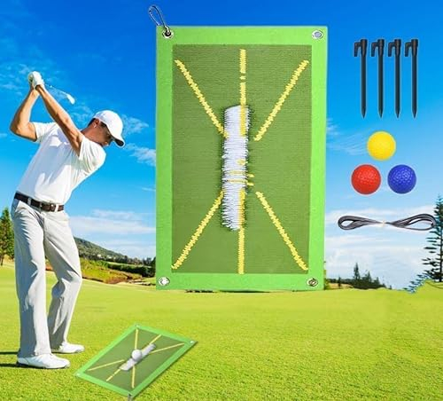 WQSS AOEIU Golf Training Mat, Green, Synthetic Turf, Foldable, 1.5m x 1.5m, Golf Mat, Golf Practice Mat