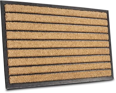 Hanse Home Fußmatte Kokos und Gummi für Innen und Außen - Outdoor Schmutzfangmatte Natur, Kokosmatte Outdoor Streifen, Wetterfest und rutschfest für Flur, Terrasse, Eingangsbereich - 45x75cm