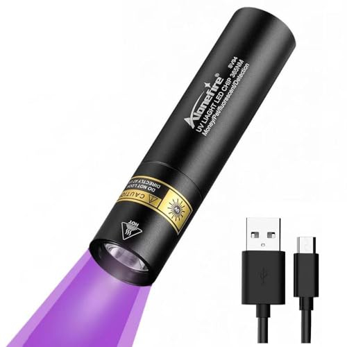 Alonefire SV94 365nm Small UV Torch Light 3W USB C Rechargeable Mini Black Light Money Detector for Resin Curing, Pet Urine Detection, Scorpion, Fishing,Minerals,Leaks,Cure Glue with Built-in Battery
