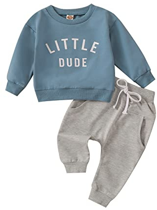 WYSUMMER Baby Boy kläder set småbarn kläder set brev tryck tröja tröja byxor kläder baby träningsoverall långärmad T-shirt och byxor små barn