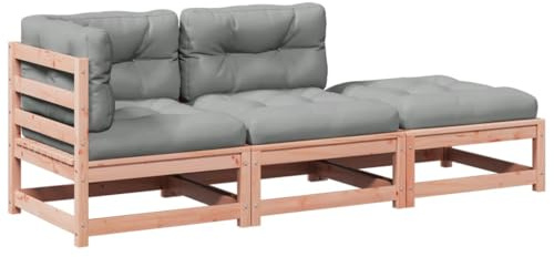 vidaXL Salon de Jardin 3 pcs et Coussins Bois Massif Sapin de Douglas, Ensemble de canapés d'extérieur, Ensemble de canapés de Jardin, canapé d'extérieur modulable