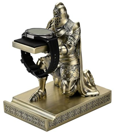 HDMbigmi King's Guard, espositore per orologi, occhiali, gioielli, bracciali, collane, vassoi, portapenne, porta penne in resina con cavaliere guerriero, supporto per telefono cellulare, per ufficio e