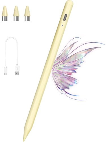 Stylus Pens for Touch Screens POM Tip Magnetic, Kenkor iPad Pen Rechargeable Digital Pen Fine Point Stylus Pencil for iPad Pro/Air/Mini/iPhone and Other iOS/Android Smartphone and Tablet - Yellow