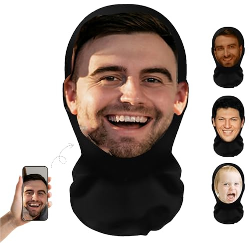 Ghost Cagoule Personnalisable - Masque Personnalisable, Ajoutez Une Photo de Votre Visage, Créez Votre Propre Masque Cagoule Moto pour Halloween Cosplay Cadeaux Personnalisés, Maille Légère