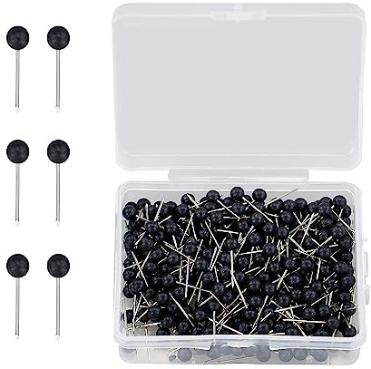 400 Pcs Round Push Pins - Black Round Head Map Tacks, 0.63 inches Head, For Wall & Bulletin Board