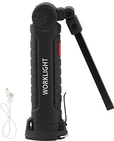 Haosie Lampada di Ispezione, Lampada da Lavoro Led, Torcia Magnetica, USB Ricaricabile COB, Portatile con Base Magnetica e Gancio Appeso, per Riparazione Auto Emergenza