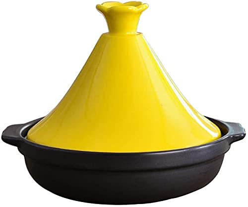 FHPEWXDG Cacerola de cerámica, cazuela de Barro, cazuela de Hierro Fundido, cazuela Ovalada con Tapa, Resistente a Altas temperaturas y fácil de Limpiar