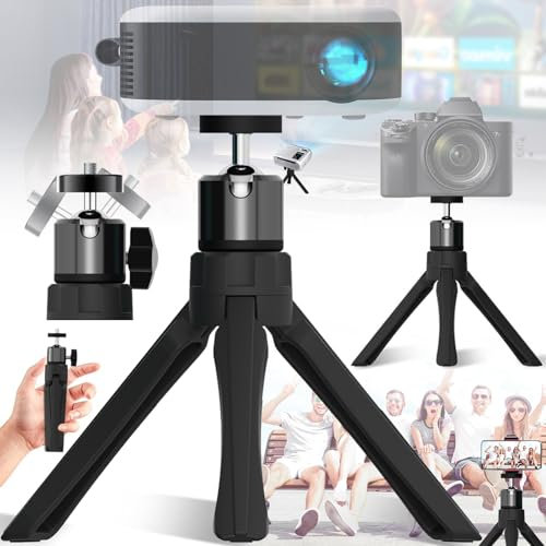 Benaton Mini Proyector Trípode Portátil con Tornillo 1/4, 360° Ajustable para Escritorio y Móvil (Altura retráctil 20 cm)