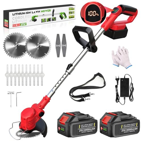 Rasentrimmer mit 2 x 4.0Ah Akku, 3 in 1 Akku Rasentrimmer für Makita Akkus Freischneider Akku Trimmer Motorsense für Yard Trimming
