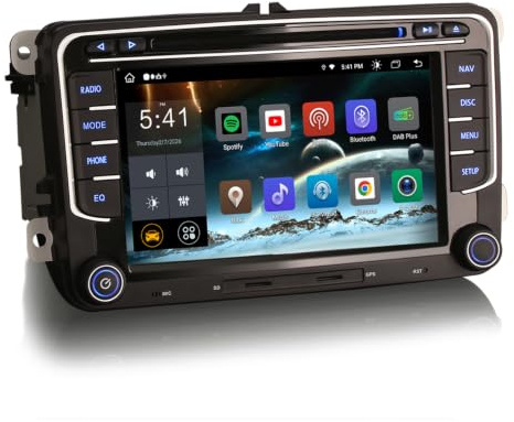 Android 14 4 GB 64 GB 8-kärnig bilradio GPS-navigator för VW Polo 6R Passat B6 Golf V VI Touran Skoda Seat Tiguan Jetta T5 Sharan 7 tums DVD-spelare CarPlay Android Auto DAB WiFi 4G FM Bluetooth OPS