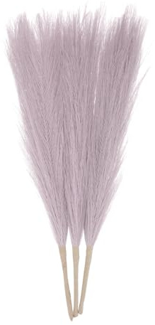 QUARKZMAN 3 Piezas De Hierba Falsa Pampas Seca 17 Pulgadas Decoración Artificial De Hierba Pampas Esponjosa para Decoración De Otoño Jarrón Piso Mesa Bodas, Lila