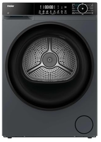 Haier X Series 5 Tumble Dryer, Heat Pump, 9kg, 1400 rpm, A plus plus Energy Rating, Delicate Drying, 15 Programmes, Ultimate Hygiene, Graphite-Black Door, 66x60x85 cm -HD90-D357U1G-UK