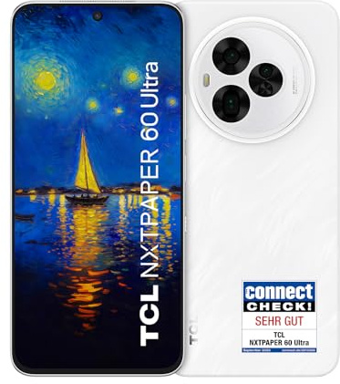 TCL NXTPAPER 60 Ultra 5G, Smartphone Android 7,2 Pouces FHD+ Écran NXTPAPER 120 Hz, 12 Go de RAM + 256 Go de Stockage, Affichage Papier protégeant Les Yeux, Batterie 5200 mAh, Blanc Lunaire