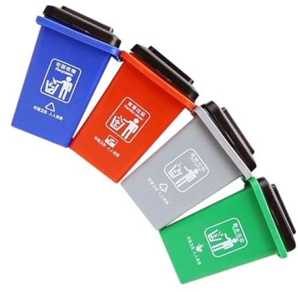 Parliky Éducatif Poubelle de des Déchets Plastique pour Garçon Fille Jeu Créatif et Sécurisé Sensibilisation Environnementale Dès Bureau Jusqu Maison Couleurs Rouge Gris Vert Bleu