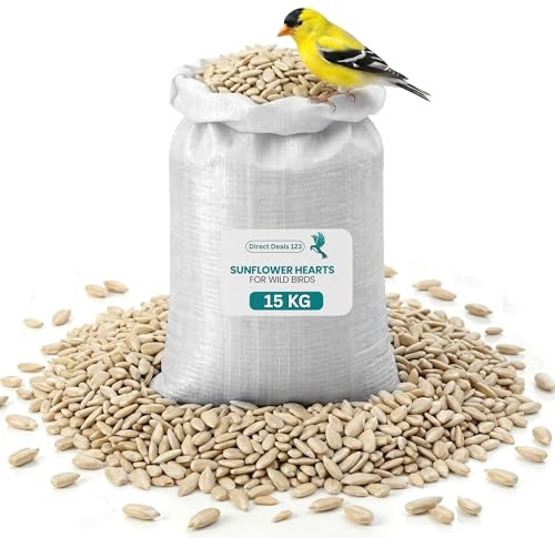 15 KG Sunflower Hearts for Wild Birds Food - No Mess Husk Free Bird Feed | 100% Natural, High Energy Sunflower Seeds