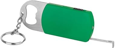 Flerfunktionell nyckelring med hög ljusstyrka LED flasköppnare och meter multifunktionell metall och ABS nyckelring 3,2 x 8 cm anpassningsbar krom ring fickprylar (1, grön)