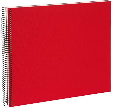 goldbuch Bella Vista 25373 Album Photo à Spirales 35 x 30 cm avec 40 Pages Blanches Album Photo en Lin pour Photos et Photos à Coller Rouge