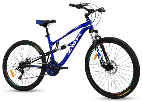 IBK Bicicletta MTB 27.5'' Pollici Bici Global Mountain Bike BIAMMORTIZZATA Ragazzo Cambio 21 Velocità Freni a Disco (Blu/Nero)