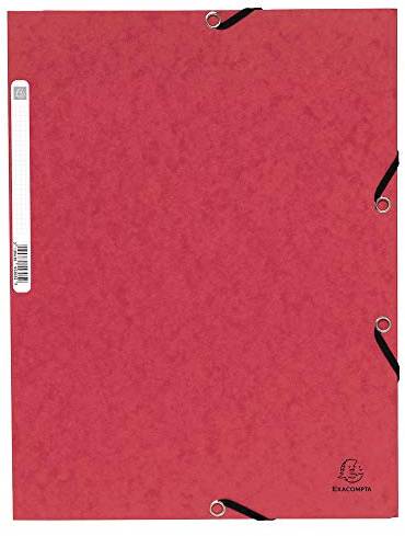Exacompta 55305E Einschlagmappe. Aus extra starkem Colorspan-Karton DIN A4 mit 3 Klappen und Gummizügen rot Sammelmappe Dokumentenmappe ideal für Büro und Schule