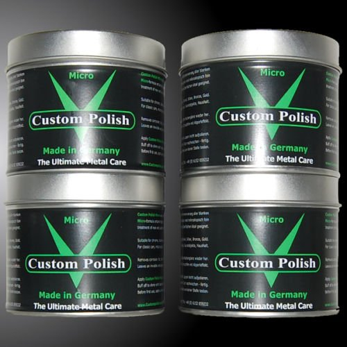 CUSTOM POLISH MICRO Sparset Polierset 4x400g Chrompolitur Alupolitur Polierpaste Edelstahlpolitur (EINWEG Verpackung)