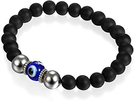 Flongo partnerarmband BFF-kedjor vänskapsarmband för 3 par armband armring pärlarmband svart röd blå onda djävul öga bön mala kula pärlor män, kvinnor