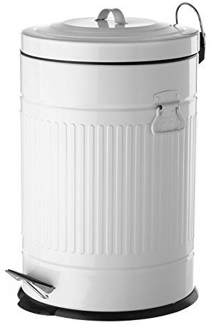 LOLAhome Papelera de 20 litros industrial blanca de acero para cocina Basic