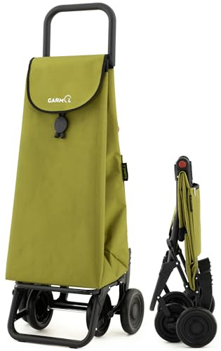 GARMOL Carro de la Compra Plegable 55 litros | Carro de la Compra 4 Ruedas Gran Capacidad Abatible | Carrito Compra Plegable Color Verde Aguacate