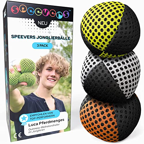 speevers XBalls Jonglierbälle professionelles 3er Set - Fun-Sport Wurfbälle zum Jonglieren in 15 Farben - Beanbags mit Tragetasche Jonglierset für Kinder, Erwachsene, Anfänger, Profis