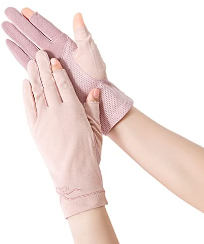 Femmes Protection Solaire Gants D'été Coton Respirant Gants Tactiles Élastique Anti-UV Cyclisme Gants Moufles Mitaines pour Sport Fitness Golf Course Travail Pêche Randonnée pour Homme et Femme