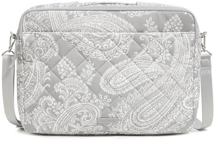 Vera Bradley Station de travail à bandoulière pour ordinateur portable en sergé Performance pour femme, Cachemire gris nuage, Taille unique