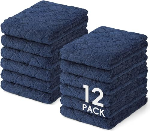 Moosfor Reinigungstücher Mikrofasertücher Waschbar Putzlappen Mikrofaser Weiche Fusselfrei Geschirrtücher Lappen Küchentücher, 12 Stück, 25x50 cm, Marine Blau
