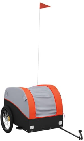 vidaXL Rimorchio da Bici Nero e Arancione 45 kg in Ferro