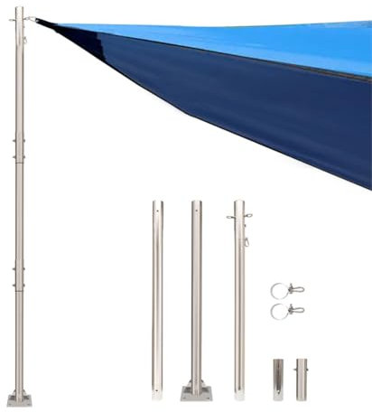 Robuste Edelstahl-Schattensegelstangen, Sonnensegelstangen, Baldachin-Stange, Zaunpfosten, für Garten, Hof, Terrasse, Spielplatz, 3 m, eine Packung