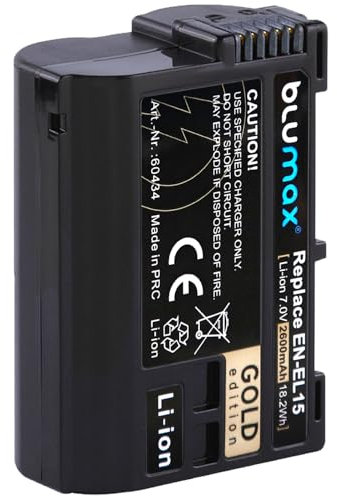 Blumax Battery compatible with Nikon EN-EL15c | - 2600mAh -| EN-EL15b EN-EL15a EN-EL15 for Z8 Z7 II Z6 III Zf Z5 - D800 D850 D7100 D7500 - MH-25 MH-34