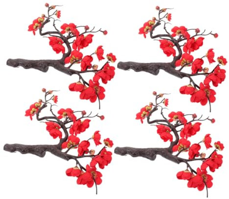 TOBBOMEY 4Pcs Bouquet De Fleurs De Prunier Fleurs De Cerisier Fleurs Artificielles Fausses Fleurs De Cerisier Cerisier Châtaignier Imitation Fleur Fausses Fleurs dans Un Vase Tiges De