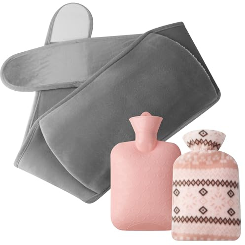 Borsa Acqua Calda 1L Borsa Dell'acqua Calda Con Tasca A Marsupio per Caldi E Freddi Sulla Schiena, Collo E Spalle