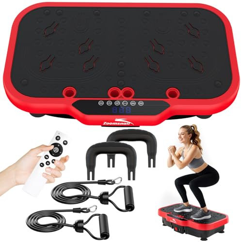 Zoomsnail Vibration Plate Exercise Machine, 8000 Vibrations/min Adjustable Fitness Platform, 400 Lbs Capacity Extra Large Size Vibrating Platform with Bluetooth for Weight Loss, Women & Men, Valentine